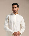 Sand White Jacquard Patterned Kurta Set 